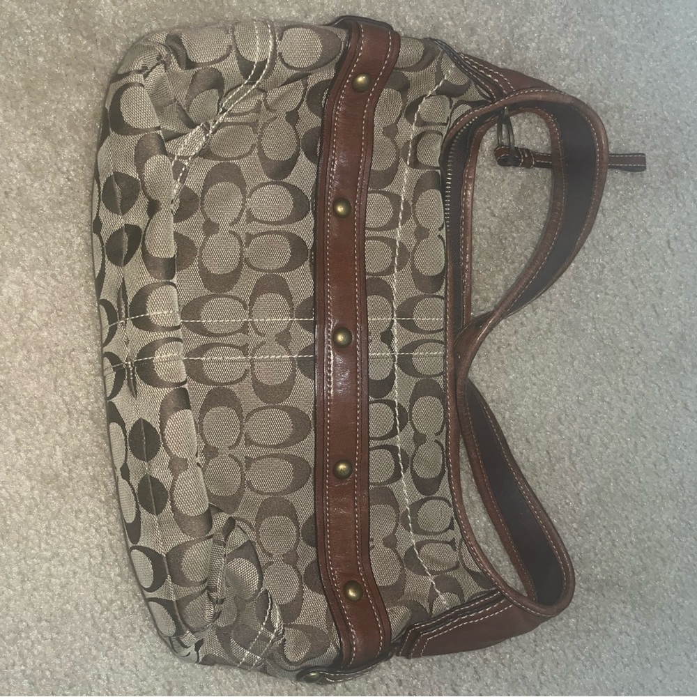 Coach Brown and Tan Shoulder Bag